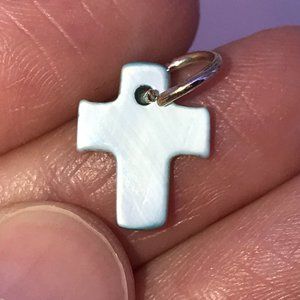 Small Blue Shell Cross Charms